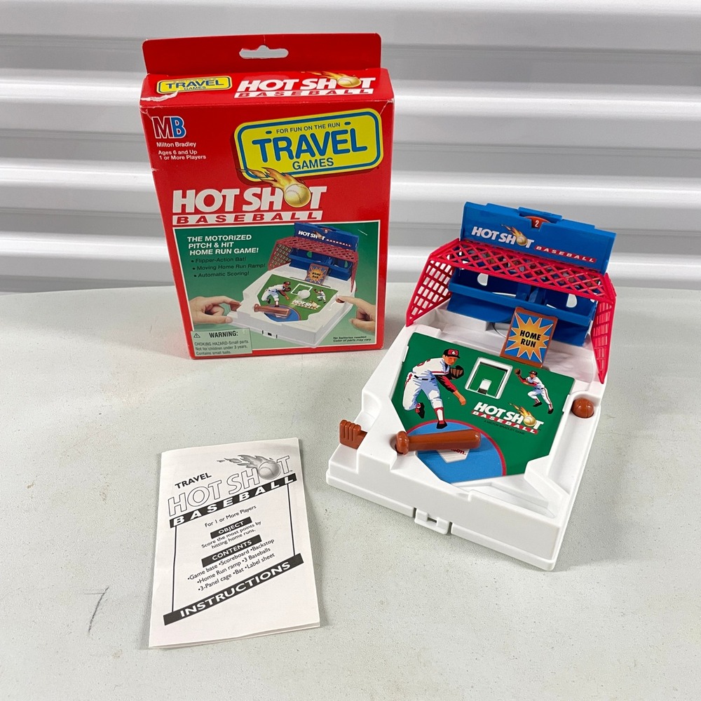 Milton Bradley Hot Shot Baseball Travel Game 1994 Motorized Pitch & Hit 4520